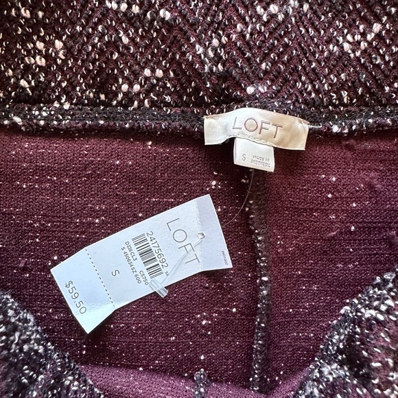 NWT, LOFT Drawstring Pocket Skirt, Burgundy, Small - Picture 5 of 5